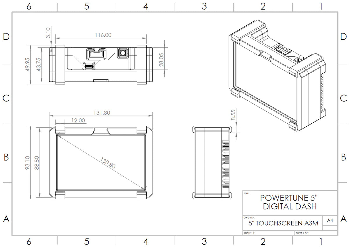 PowerTune Digital Mini Dash V5
